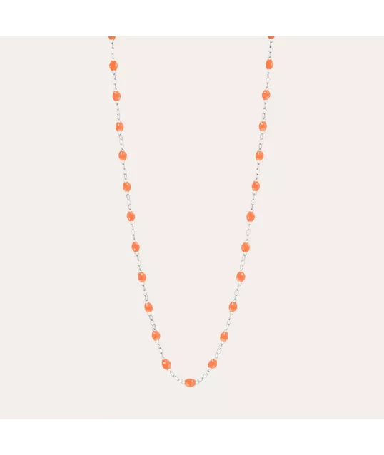 COLLIER RESINE ORANGE ARGENTÉ