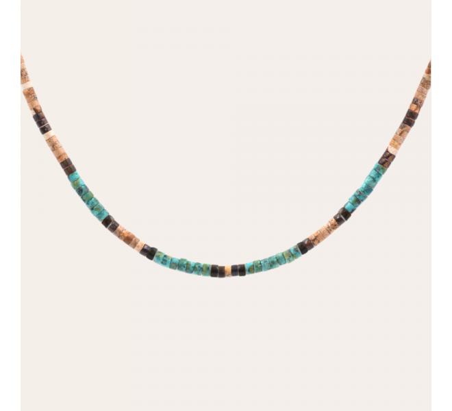 COLLIER MIXTE HEISHI TURQUOISE AFRICAINE